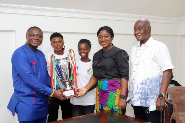 Hasaacas Ladies presents trophies to Management of National Youth Authority